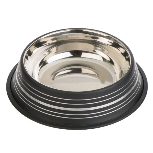 Zooplus Exclusive Silver Line Skål I Rustfritt Stål Svart 450 ml Ø 20 cm