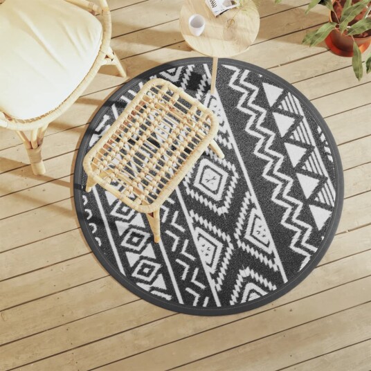 Uteteppe svart Ø120 cm PP 368534