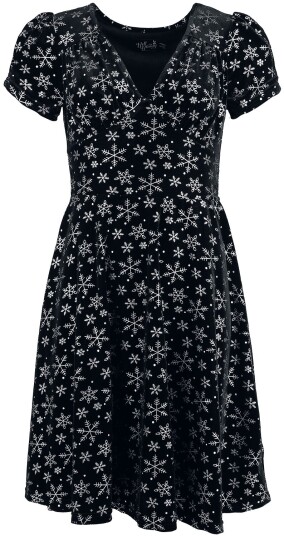 Hell Bunny Rockabilly Middellang kjole Eve Dress XS til 4XL Damer svart hvit