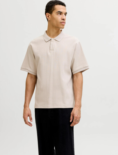 Jack & Jones Jjeharrison Structure Polo Ss Ln CreaM