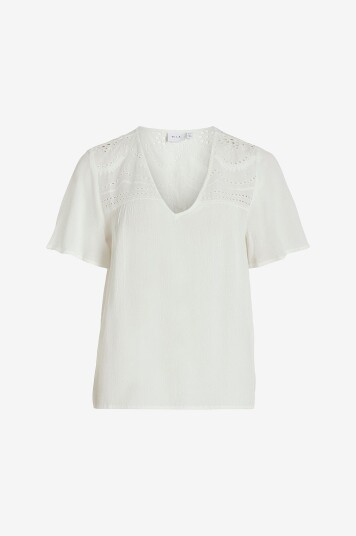 Vila Bluse viMesa Lace S/S Top Natur