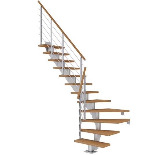 Dolle Hamburg L-trapp I Pearl Grey-design-oljeret Eik-85-13 - Loddret Høyde 259 301 Cm