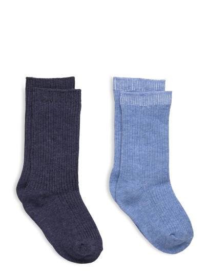Mango 2 Pack Ribbed Socks - Blue - 1-2