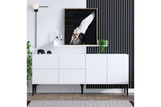 Zortea Konsollbord 180x80 cm Hvit/Svart Hanah Home