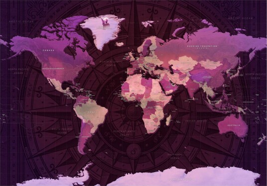 Fototapet Purple World Map 350x245 - Finnes i flere størrelser