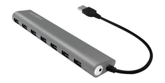 LogiLink USB 3.0 7-port hub with aluminum casing USB-hub - 7 porter - Grå
