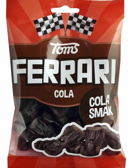 Toms Ferrari Cola Bilformede Vingummibiter med Colasmak 120 gram Toms Ferrari Cola Bilformede Vingummibiter med Colasmak 120 gram