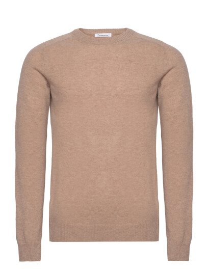 Knowledge Cotton Apparel Lambswool Crew Neck - Beige - XXL