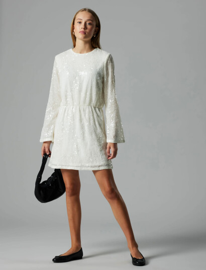 LMTD Nlfrisianna Ls Short Dress - Cream - 158