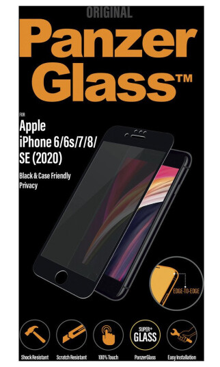 PanzerGlass Privacy Skjermbeskytter for iPhone 6/6s/7/8/SE 2020/2022 - Case-Friendly - Svart