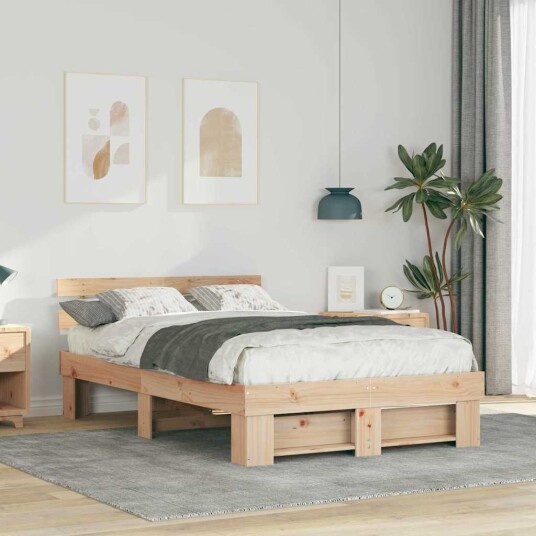  Sengestamme med hodegjerde Brun 120 x 200 cm Heltre furu