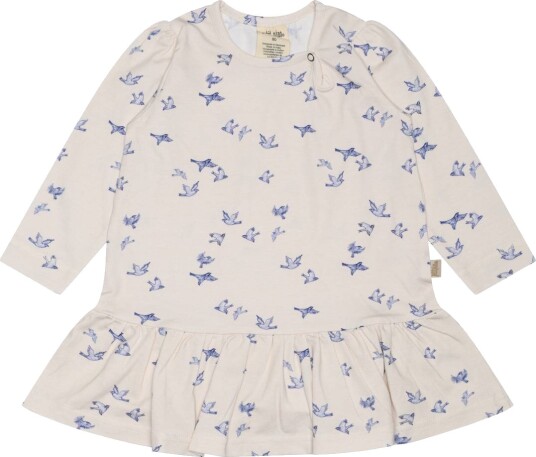 Petit Piao Kjole Gather Printed Blue Bird (86 / 1,5 år)