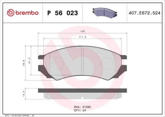 Bremseklosser BREMBO P 56 023 Bremseklosser BREMBO P 56 023