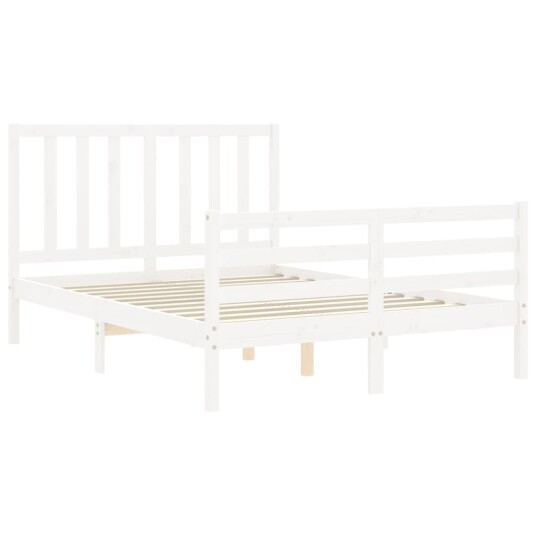 vidaXL Sengeramme med hodegavl hvit 140x200 cm heltre