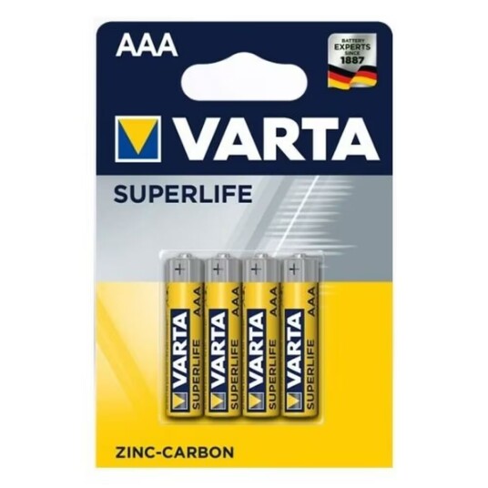 VARTA Superlife AAA Engangsbesparebatterier 4-pack 1,5V Karbonsink VARTA Superlife AAA Engangsbesparebatterier 4-pack 1,5V Karbonsink
