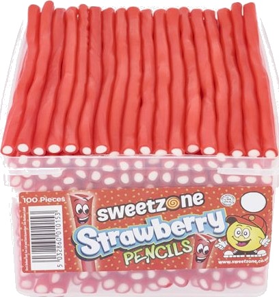 100 stk Sweetzone Strawberry Pencils / Godteristenger   Halal Sertifisert
