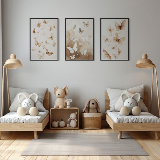 Namly Design Plakat Sommerfugl Eleganse / Sett med 3 POSTERVYJPN2