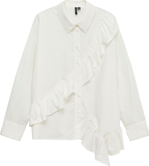 Vero Moda Skjorte Vmritta Flounce Ls Shirt Wvn Hvit
