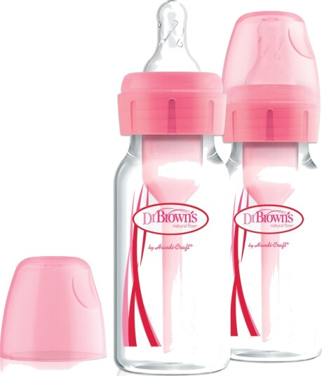 Dr. Brown's Narrow Options+ Smokkeflaske 120ml 2 Pk Rosa