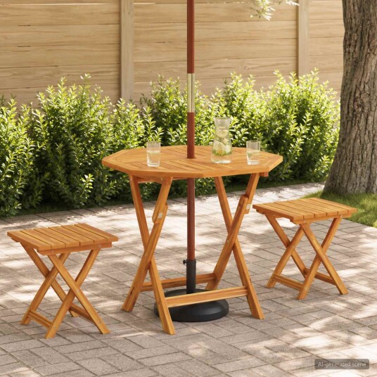 vidaXL Sammenleggbart hagebord Naturlig 90 x 90 x 75 cm