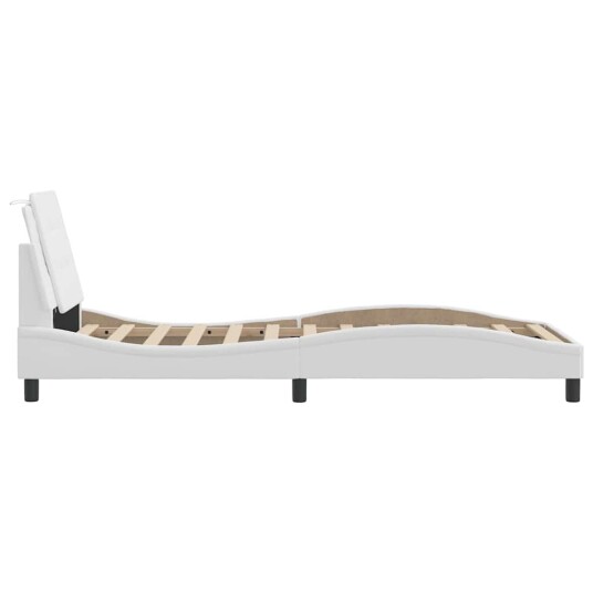 Sengeramme med hodegavl hvit 90x200 cm kunstlær 8721012346406