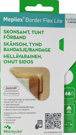 Mepilex Border Flex Lite 4x5 cm skumbandasje 4 stk