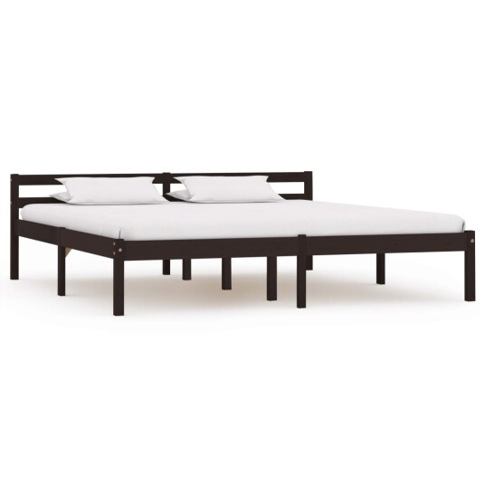vidaXL Sengeramme mørkebrun heltre furu 160x200 cm
