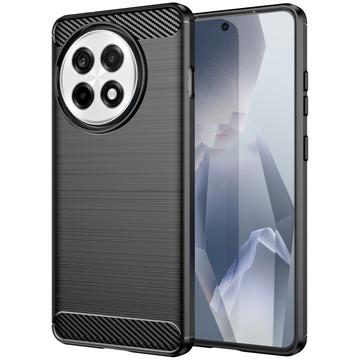 OnePlus Ace 5/5 Pro/13R Børstet TPU Deksel Karbonfiber Svart