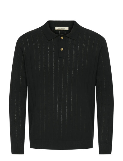 ONLY & SONS Onskent Life Reg 12 Ls Polo Knit - Black - L
