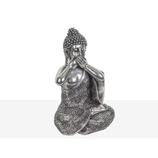 Romimex Dekorativ Figur Sølv Buddha 15 x 24 13 cm