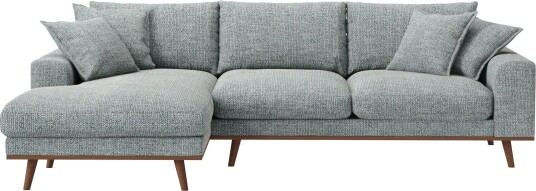 Copenhagen Premium 4 personers Venstrevendt L formet Dyb Divansofa i Chenille Grå/blå