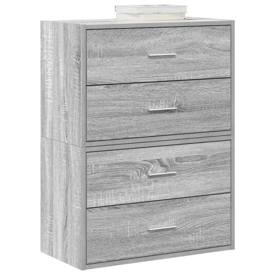  Skap med 2 skuffer 2 stk grå eik 60x31x40 cm konstruert tre 8721158577115