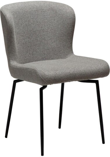 Glam Dan Form spisestuestoler dreiebase bouclé lysebrun.
