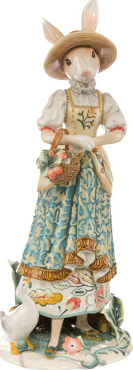 Goebel Fitz & Floyd Dapper lady hare med blomsterkurv