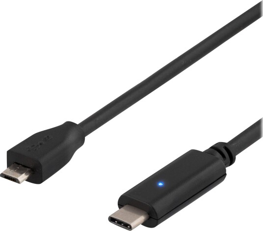 Deltaco USB-C til Micro-USB B kabel 1 m - Svart, USB 2.0