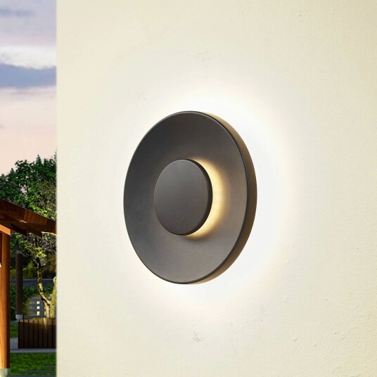 Lucande LED utendørs vegglampe Kayana svart aluminium 24 cm