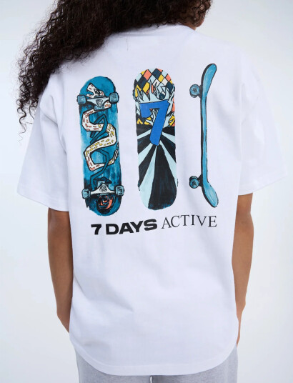 7 DAYS Active Organic Regular Skate Tee   White   L