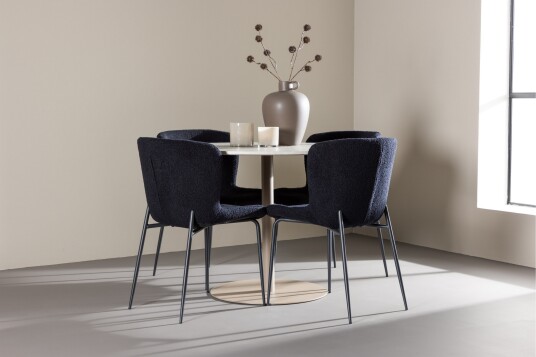 Venture Home Matgruppe Lycke 110 cm Rund med 4 Modesto stoler Beige/Svart
