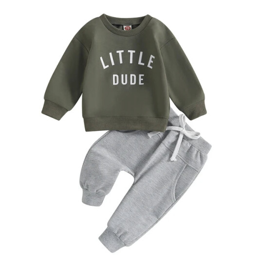 Min lillle Kjære Mini Fashion Tøft "Little Dude" sett joggedress i bomull