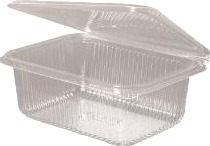 Plastbæger 1000 Ml 188X143x67 Mm Firkantet Hængslet Låg Bionedbrydelig Pla Klar,8 Ps X 50 Stk/Krt