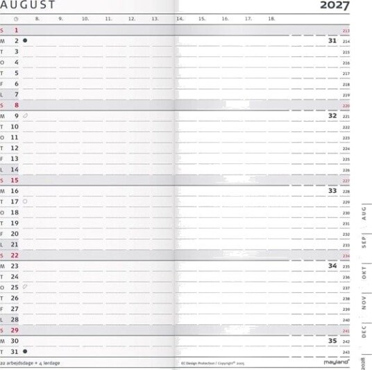 Mayland Index Planner mnedskalender REFILL + tlf.reg. 2027