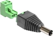 Delock Strømadapter 2 Pins Terminalblokk Hann Til 5,5 X 2,5 Mm Dc Jakk Hann