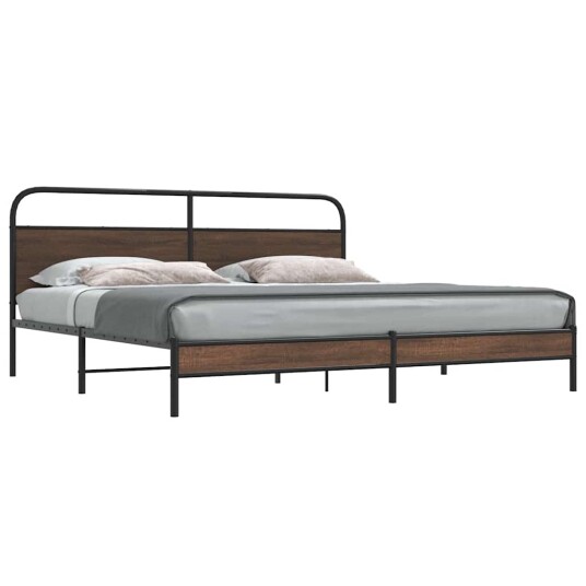  Sengeramme i metall uten madrass brun eik 183x213 cm 8721158549730