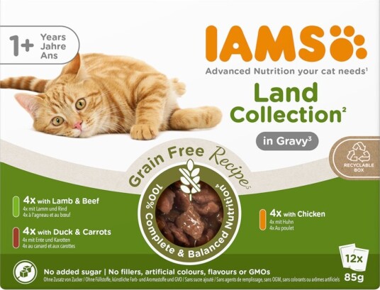 Iams Våtfôr Advanced Nutrition Grain Free Land Collection I Saus 12 X 85 G