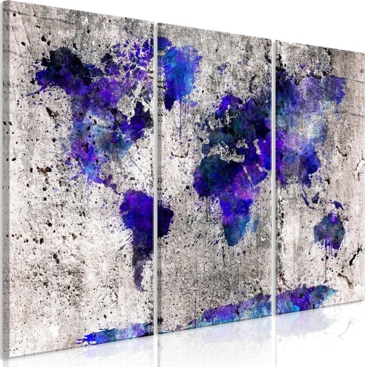 Bilde World Map Ink Blots 3 Parts 120x80 Artgeist sp. z o. o.