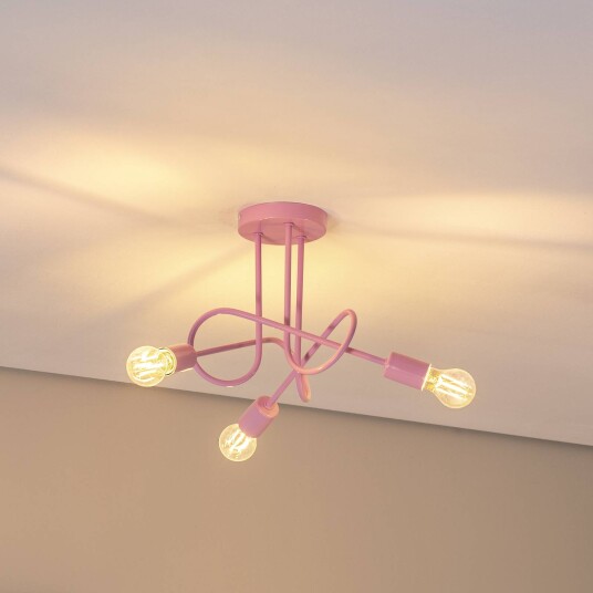 HELam Oxford taklampe lys rosa Ø 44 cm metall 3 lyskilder HELam Oxford taklampe lys rosa Ø 44 cm metall 3 lyskilder