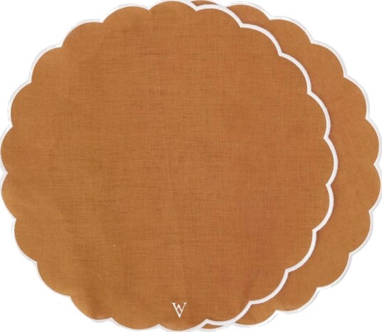 Von Norten   Grace Scallop bordbrikke lin 42 cm 2 stk Terracotta