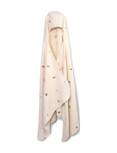 Filibabba Embroidered Hooded Towel Gots   Dino Beach   Cream   ONE SIZE