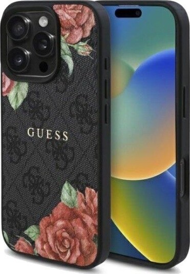 GUESS GUHMP16XP4ROPEMCK iPhone 16 Pro Max 6.9" black/black hardcase 4G Flowers Print MagSafe