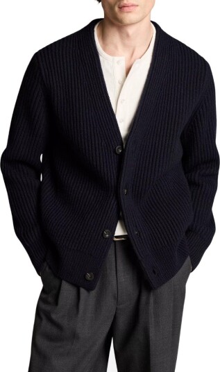 Vince Winter rib cardigan M blå herre